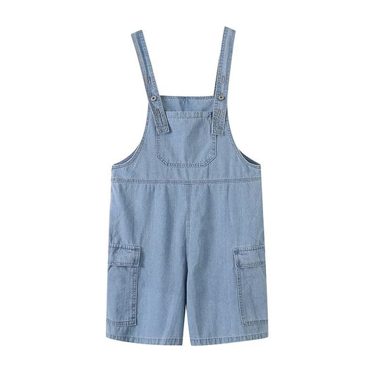 Loose casual straight leg denim jumpsuit/pants for women