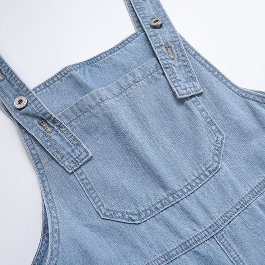 Loose casual straight leg denim jumpsuit/pants for women